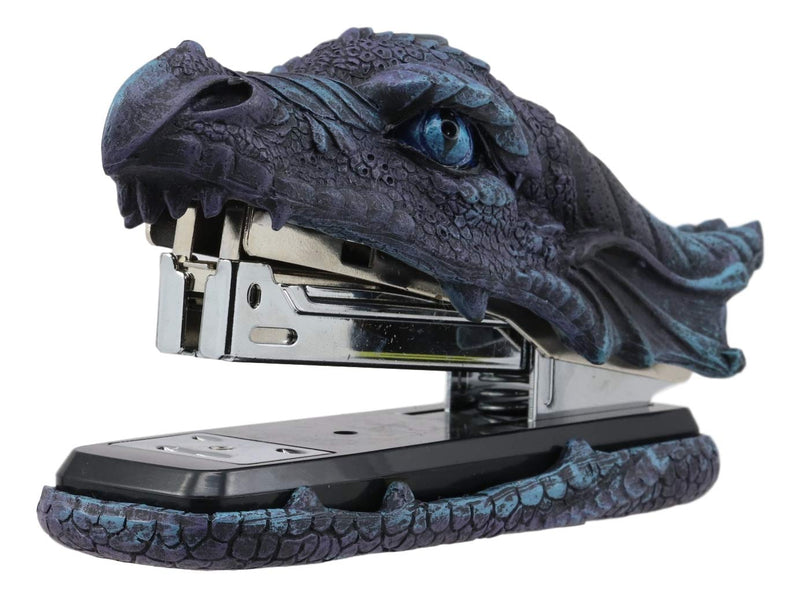 Ebros Legendary Blue Ice Fire Dragon Head Stapler Light Duty Office Desktop Accessory