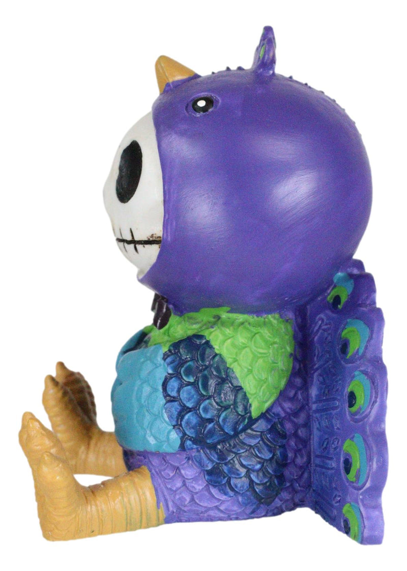 Furry Bones Pretty Purple Dandy Peacock Skeleton with Bowtie and Train Figurine