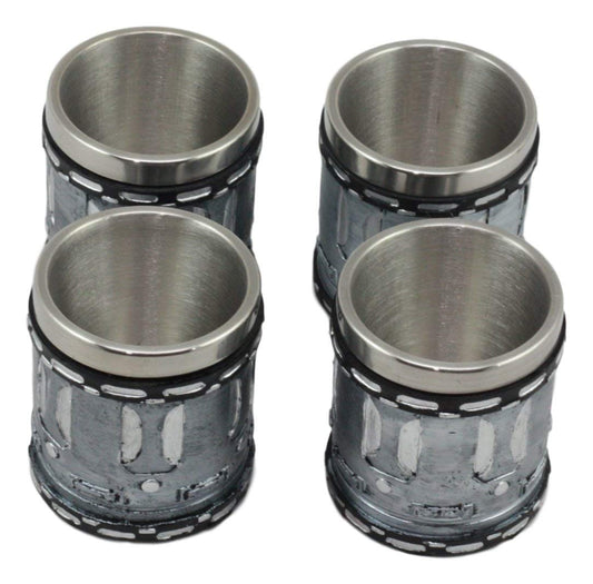 Ebros Western Novelty Revolver Pistol Gun Barrel Cylinder Shot Glass 2-Ounce Set of 4