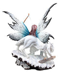 Ebros Gift Large Snowcap Winter Huntress Fairy With Bow and Arrow By Alpha Wolf Fenrir Figurine 18"H