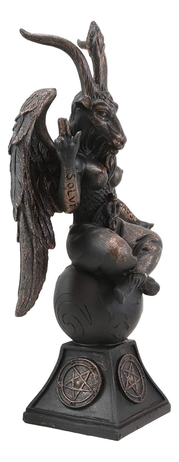 6.5"H Church of Satan Sabbatic Goat Idol Baphomet Bronze Resin Statue Horned God