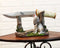 Rustic Forest Howling Gray Wolf Display With Decorative Dagger Knife Statue Set
