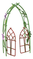 Ebros Fairy Garden Miniature Floral Trellis Arch Swing Door Gate Metal 6.5"H