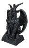Gothic Sabbatic Goat Winged Baphomet Gargoyle Crouching On Pedestal Figurine