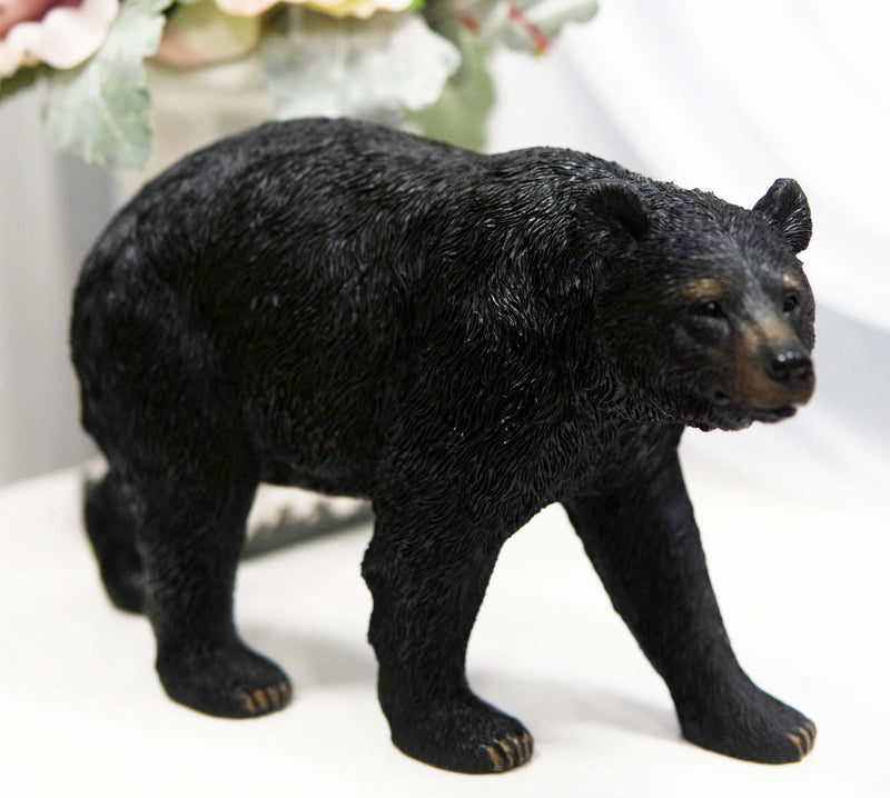 Rustic Western Cabin Lodge Realistic Black Bear Roaming The Woods Figurine 10"