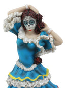 Dia De Los Muertos Day Of The Dead Sugar Skulls Pretty Blue Gown Dancer Statue