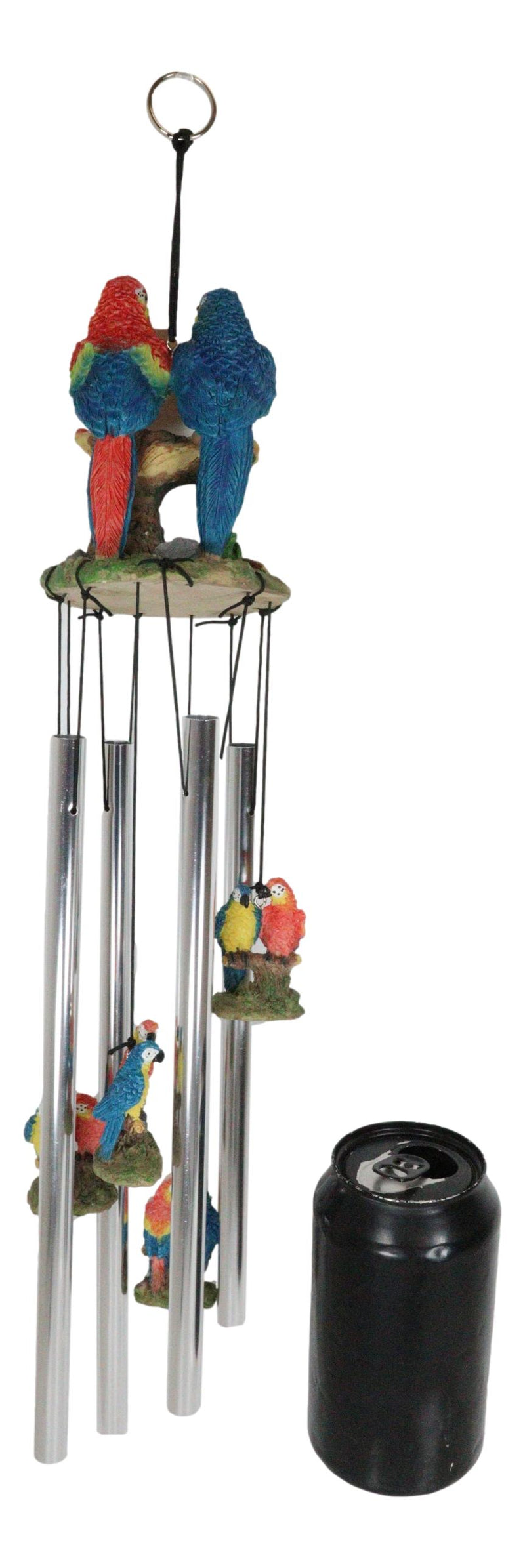 Red and Blue Scarlet Macaw Parrots Couple Resonant Relaxing Wind Chime Patio
