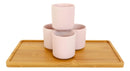 Matte Pink Modern Ceramic 28oz Tea Pot With 4 Cups And Bamboo Serving Tray Set