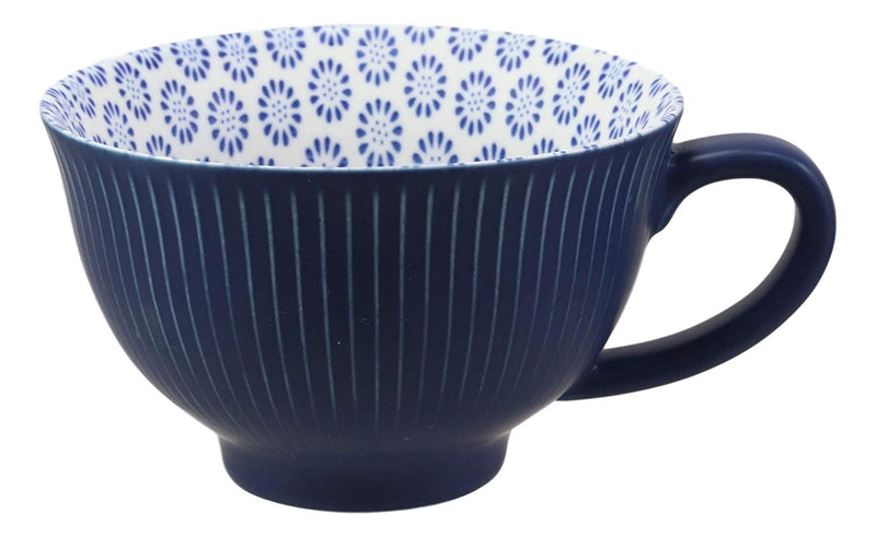 Ebros Blue Vintage Victorian Botanic Floral Design Large Porcelain 19oz 5.25" Diameter Mug Cup With Handle (Sunflower Blooms, 1)