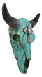 Ebros 10.5" Wide Western Southwest Steer Bison Buffalo Bull Cow Horned Skull Head Turquoise Silver Cross with Floral Lace Design Wall Mount Decor - Ebros Gift