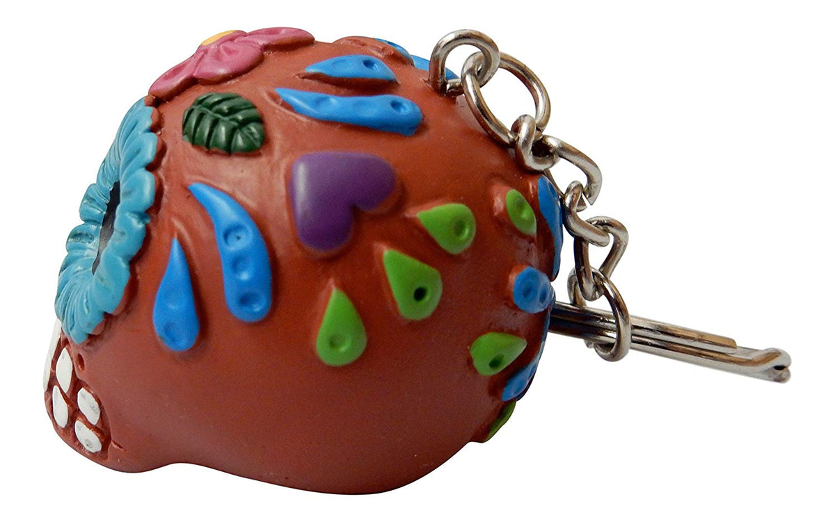 Ebros Gift Red Sugar Skull Key Chain Set of 12 Pcs Day of The Dead Collectible