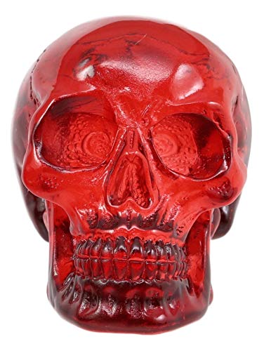 Ebros Red Translucent Witching Hour Gazing Skull Miniature Figurine 2.5" Long - Ebros Gift