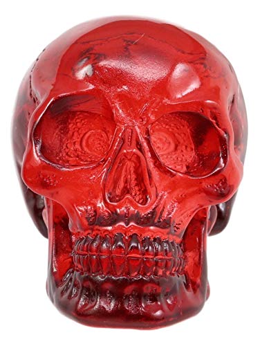Pack of 4 Red Translucent Witching Hour Gazing Skull Miniature Figurines 2.5"L