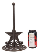 Ebros 13.75"Tall Metal Rustic Country Western Star With Scroll Art Design Paper Towel Holder Display Dispenser Stand Wild West Stars Kitchen Bathroom Home Decor In Aged Bronze Finish - Ebros Gift