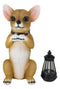 Ebros Gift Chihuahua Dog On Two Legs Statue with Solar LED Lantern Lamp 14" Tall