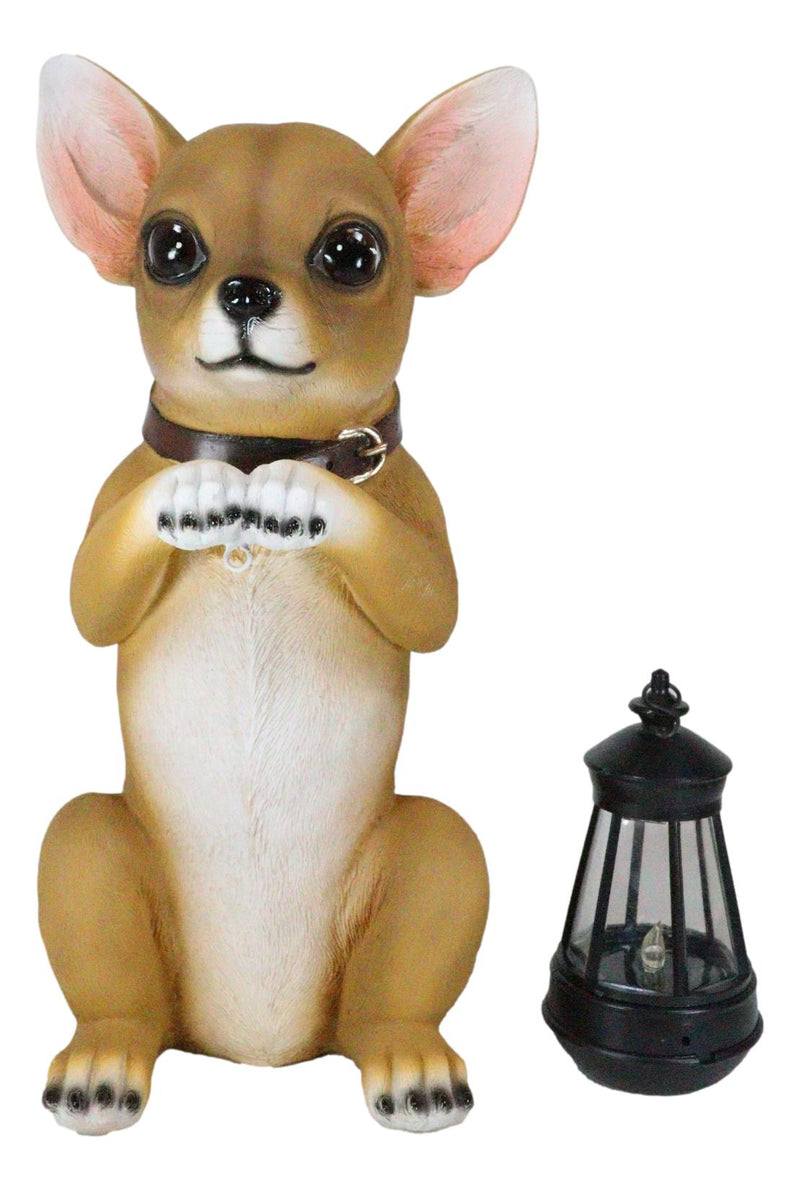 Ebros Gift Chihuahua Dog On Two Legs Statue with Solar LED