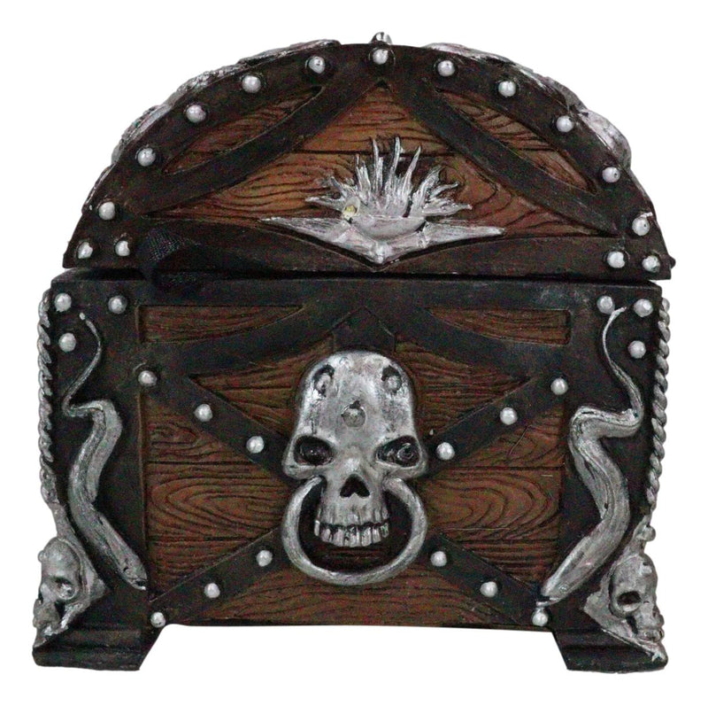 Ebros Pirate Skull With Crossed Dagger Blades Treasure Chest Box Jewelry Box 5"L