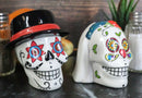 Bridal Wedding Couple Sugar Skulls Day Of The Dead Salt And Pepper Shakers Set