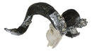 Ornate Crystal Gems Silver Bolted Bighorn Sheep Ram Skull Desktop Or Wall Plaque