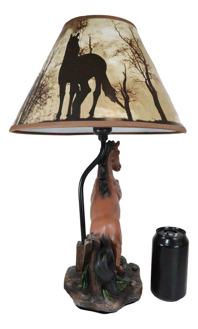 Ebros Rearing Wild Chestnut Horse Stallion Desktop Table Lamp With Shade Home Decor