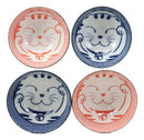 Japanese Lucky Cat Maneki Neko 4.5"D 11oz Colorful Porcelain Rice Bowls Set of 4