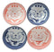 Japanese Lucky Cat Maneki Neko 4.5"D 11oz Colorful Porcelain Rice Bowls Set of 4