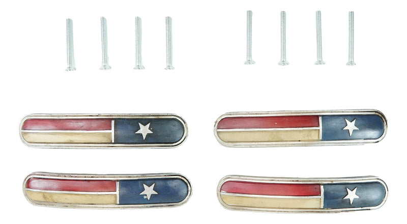Set Of 4 Western Texas Lone Star Flag Drawer Cabinet Door Bar Pull Knobs 6.25"L