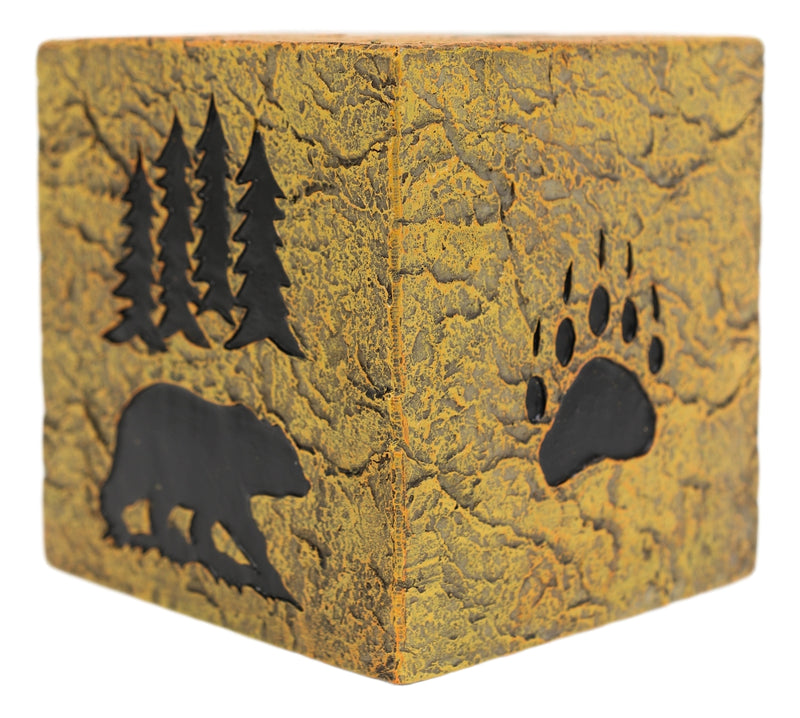 Rustic Western Black Bear Pine Trees Forest Silhouette Tissue Box Cover Holder