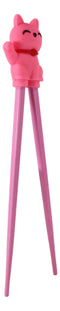 Pink Maneki Neko Lucky Cat Reusable Training Chopsticks Set With Silicone Helper