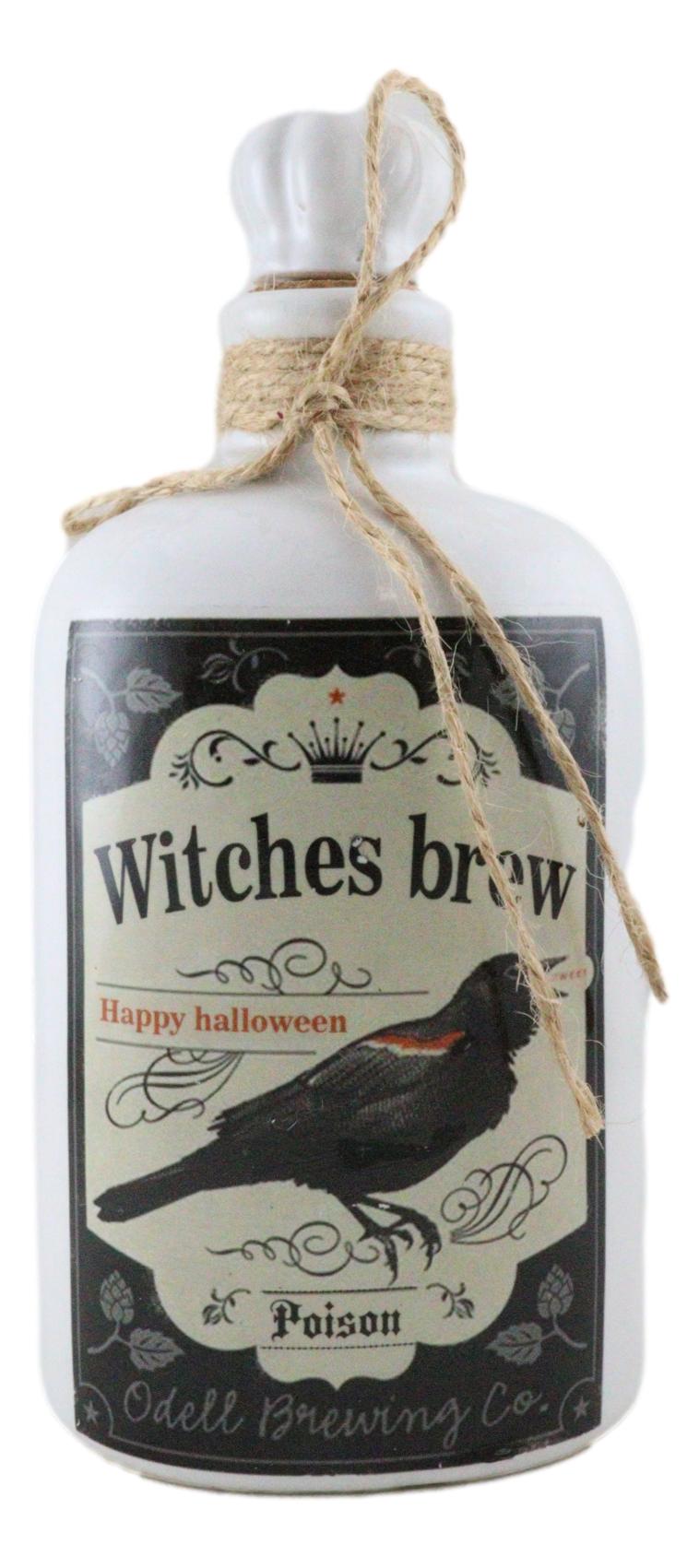 Ebros Gift Witches Raven Brew Happy Halloween Poison Ceramic Bottle