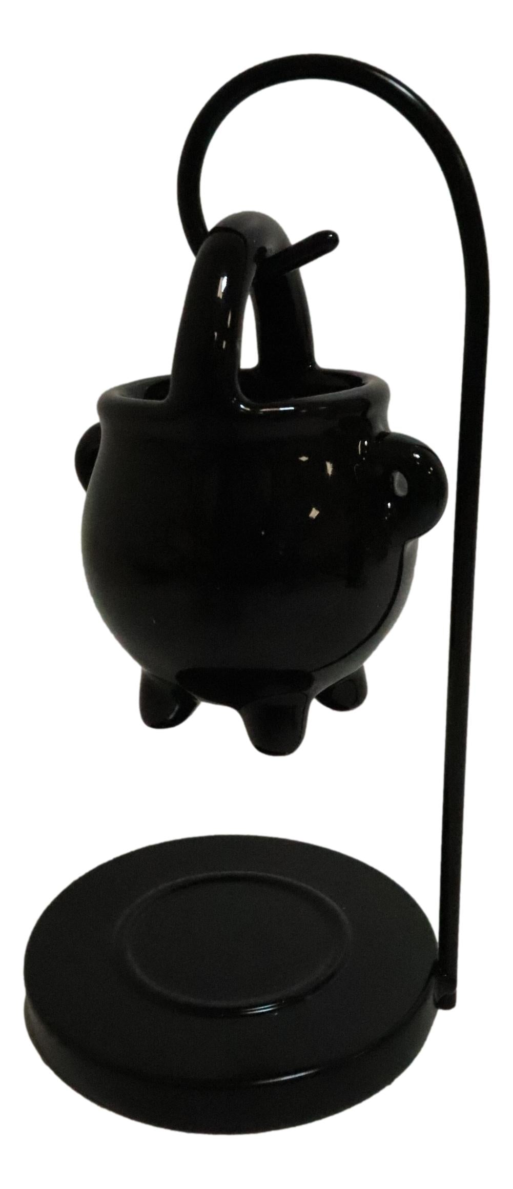Wicca Witchcraft Hanging Ceramic Black Cauldron Essential Oil Burner Warmer