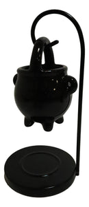 Wicca Witchcraft Hanging Ceramic Black Cauldron Essential Oil Burner Warmer