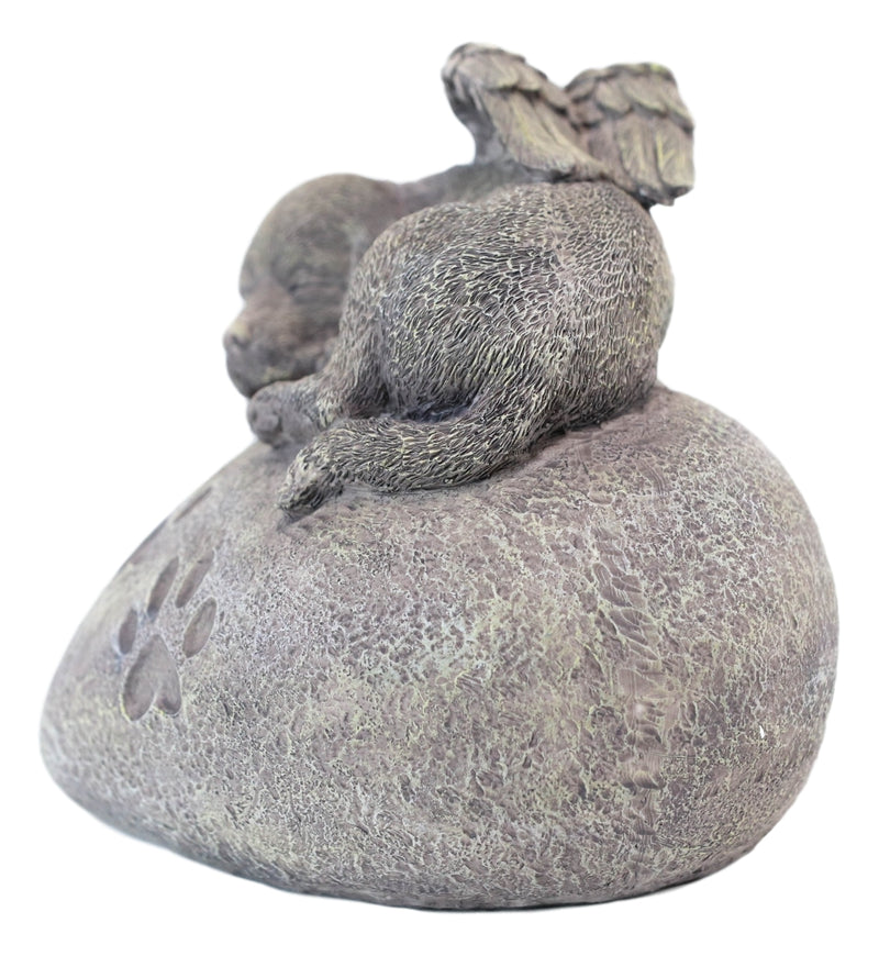 Pet Memorial My Love Sleeping Angle Dog Foot Print Rock Urn Bottom
