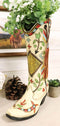 Rustic Western Crosses Arrows Stars Tassel Frills Cowgirl Boot Vase Figurine