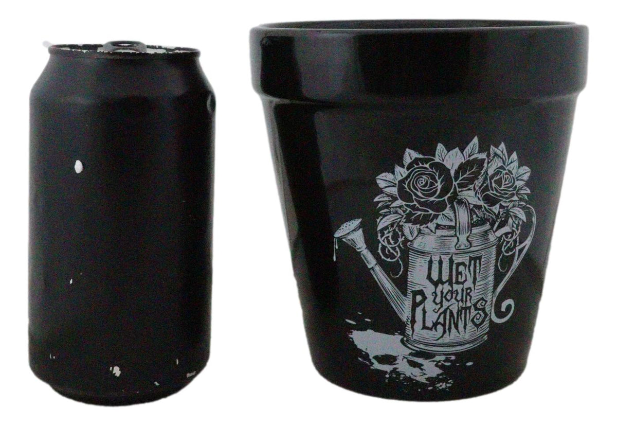 Wet Your Plants Skull Floral Watering Can Wicca Witch Flower Herbs Planter Pot