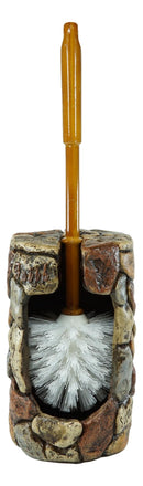 Rustic Solid Rock of Christ Cross Joy Hope Peace Love Toilet Brush & Holder Set