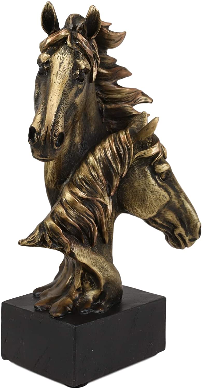 Ebros Gift 9" Tall Western Horse and Foal Head Bust Figurine with Black Pedestal