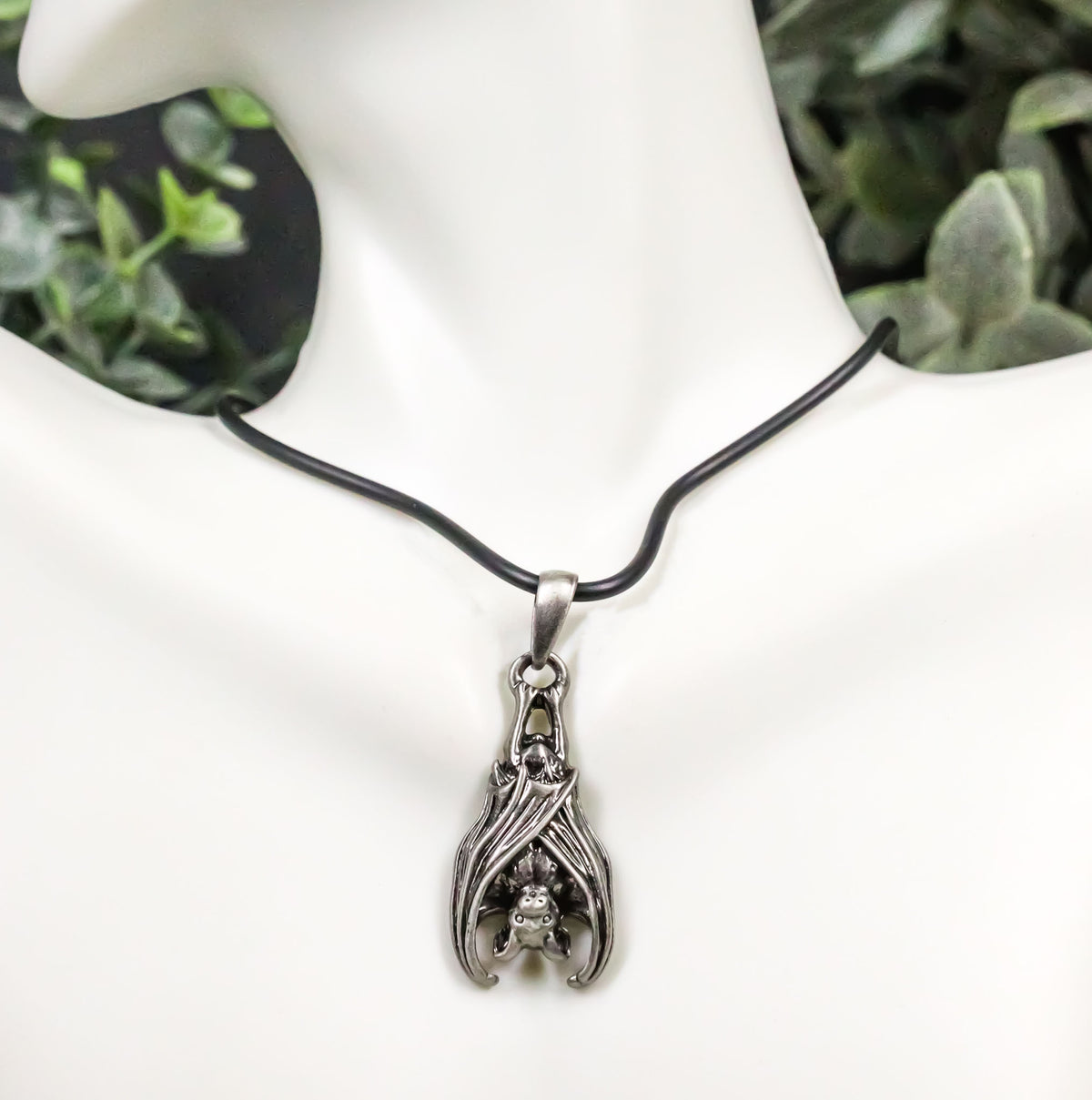 Ebros Gothic Sleeping Vampire Bat Pendant Pewter Necklace Fantasy Terror Creature of Darkness Jewelry Accessory - Ebros Gift