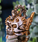 Steampunk Geared Metalhead Spiked Mohawk Cyborg Skull Mini Figurine Sci Fi Decor