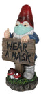 Health Freak Mr Gnome Wearing Protective Face Mask By 'Wear Mask' Sign Figurine