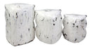 Balinese Wood Handicrafts White & Gold Forest Owl Family Set of 3 Figurines 4"H