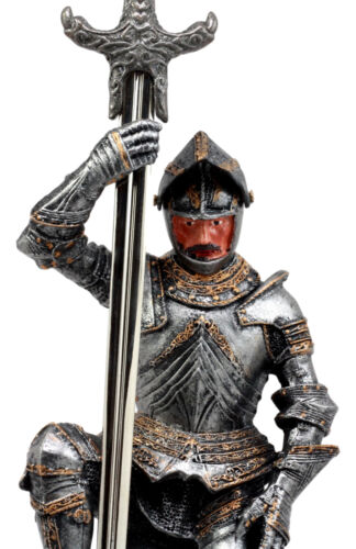 The Accolade Kneeling Medieval Knight Excalibur Sword Letter Opener Figurine
