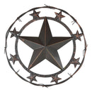 16"D Western Lone Star With Mini Stars Barbed Wire Metal Circle Wall Plaque