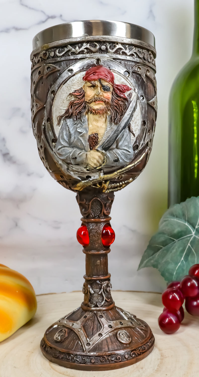 Ebros Pirate Captain Sparrow And Hook Blunderbuss Cutlass Wine Goblet Chalice