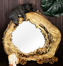 Western Rustic Forest Black Bear Sleeping On Tree Trunk Wall Mirror Decor Plaque