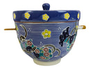 Purple Floral Sky Ramen Bowl With Tempura Divider Condiment Lid Chopsticks Set