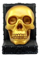Pirate's Treasure Golden Skull Bookends Set 7"H Medieval Floral Gothic Statue