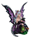 Ebros Gift Mystical Black Cat With Purple Witch Fairy Carrying Green Lantern Figurine 6.25"H