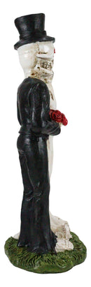 Ebros Day of The Dead Skeleton Bride and Groom With Rose Flower Bouquet Figurine