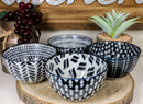 Ebros Gift Made In Japan Stylish Symmetry Contemporary Design 5"Diameter 16oz Porcelain Bowls Set Of 4 For Salad Ramen Pho Soup Cereal Home And Kitchen Decorative Bowl Gift Set (Blue Patterns)